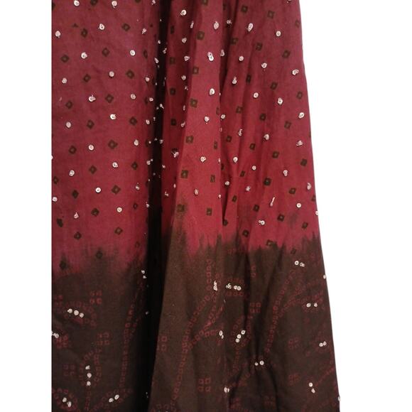 Folklore Dance Skirt Maxi Long Sz M/L RED Ombre Western Cowgirl Art Boho Theatre - Picture 4 of 15